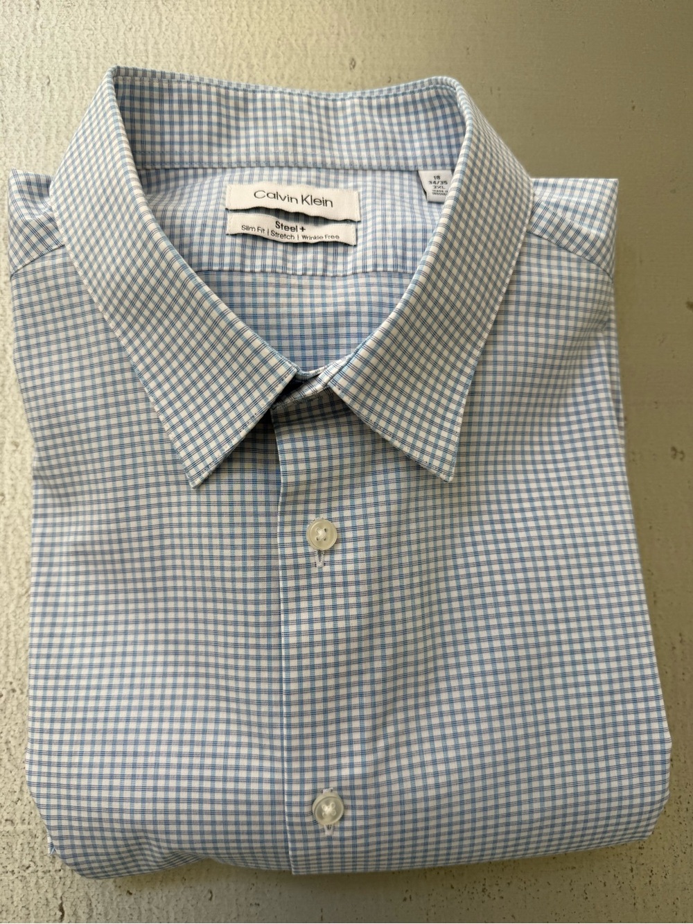 Calvin Klein Light Blue Gingham Dress Shirt